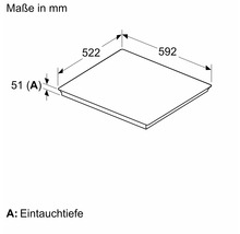 Abmessungen einer Kochfeldmulde mit 522 mal 592 Millimeter