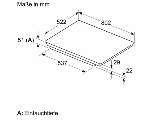 Abmessungen einer Kochplatte in Millimetern