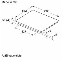 Produktmaßzeichnung mit den Maßen 512, 792 und 537 mm