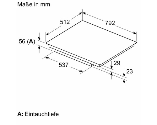 Abmessungen einer Kochplatte in Millimetern