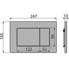 Technische Zeichnung einer Betätigungsplatte mit Massangaben