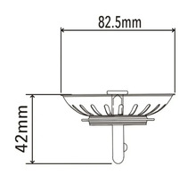 Technische Zeichnung eines Spülbeckensiebkorbventils mit den Maßen 82,5 mm und 42 mm