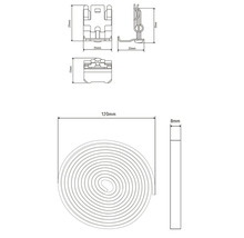 Technische Zeichnung eines Rollladenkastens mit den Maßen 35 mm, 25 mm, 23 mm, 120 mm und 8 mm.