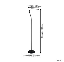 Image d'un lampadaire avec les dimensions longueur 53,5 cm, hauteur 130 cm et diamètre 21 cm.