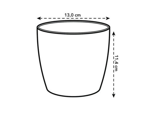 Image d'un pot de fleurs mesurant 13,0 cm de diamètre et 11,4 cm de hauteur