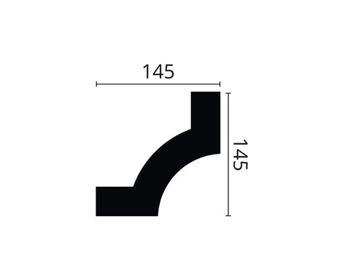 Dessin technique d'un profilé mesurant 145 x 145 millimètres.