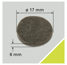 Filzgleiter mit Durchmesser 17 Millimeter und Dicke 6 Millimeter