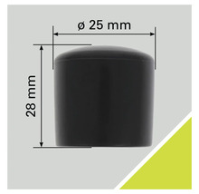 Patins pour meubles noirs de 25 mm de diamètre et 28 mm de hauteur