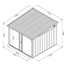 Dessin technique d'une remise de jardin avec dimensions