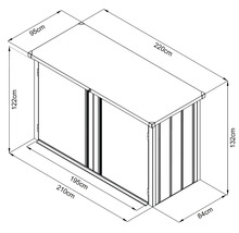 Dessin d'une remise à outils avec dimensions