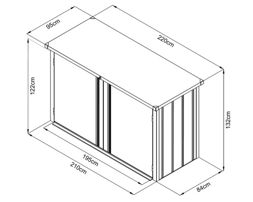 Dessin d'une remise à outils avec dimensions