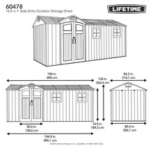 Illustration d'un abri de jardin avec entrée latérale et dimensions