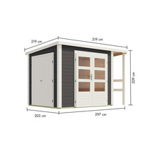 Abri de jardin avec double porte et toit rapporté avec dimensions