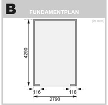 Plan de fondation avec dimensions en millimètres