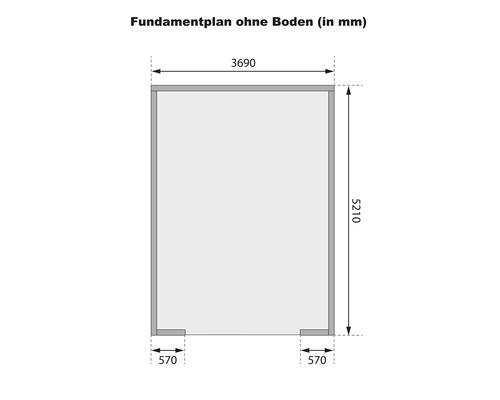 Plan de base sans plancher avec dimensions en millimètres