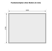 Plan de fondation sans sol mesurant 3690 x 2790 millimètres