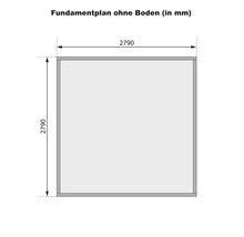Plan de fondation sans sol mesurant 2790 sur 2790 millimètres.
