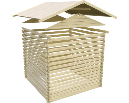 Cache-conteneur à ordures en bois avec toit, à monter soi-même