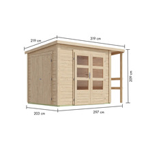 Abri de jardin en bois avec dimensions 219 cm x 319 cm x 209 cm