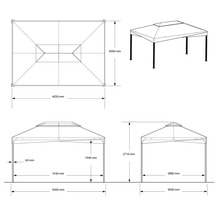 Schéma technique d'un pavillon avec dimensions