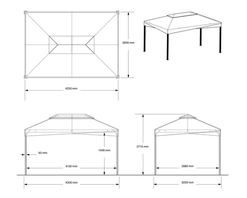 Schéma technique d'un pavillon avec dimensions