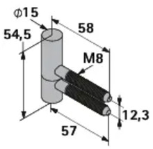 Technische Zeichnung eines Verbindungsstücks mit Maßangaben
