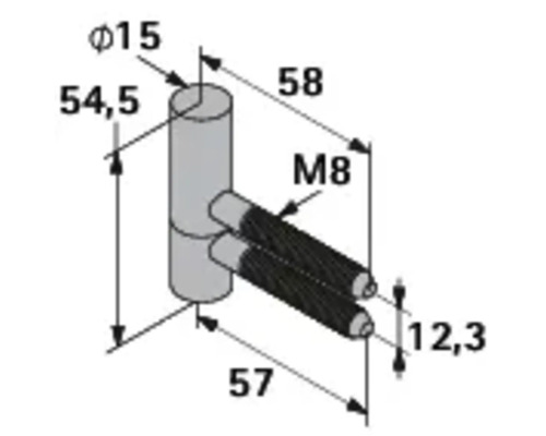Technische Zeichnung eines Verbindungsstücks mit Maßangaben