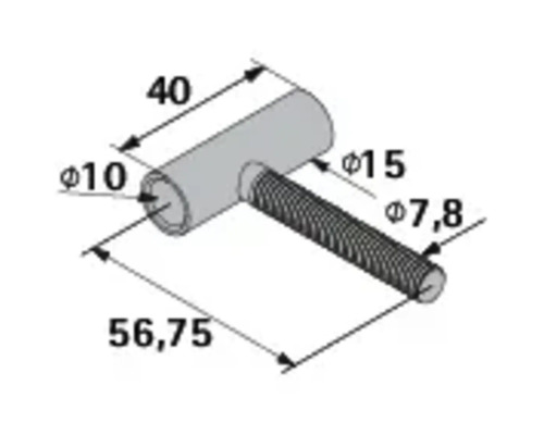 Technische Zeichnung eines Bolzens mit Abmessungen
