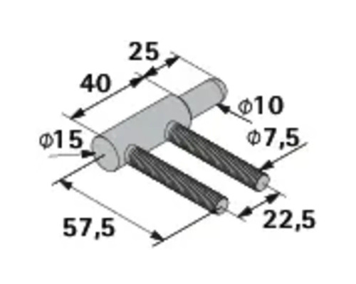 Dessin technique d'un serre-câble métallique avec dimensions