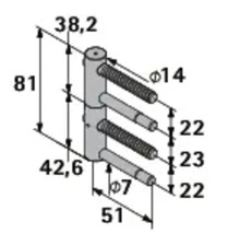Schéma technique d'une paumelle avec indications de dimensions