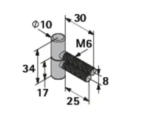 Technische Zeichnung eines Türbandes mit Maßangaben
