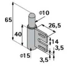 Technische Zeichnung eines Möbelbeschlags mit Maßangaben