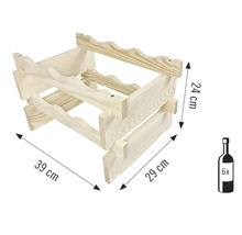 Weinregal aus Holz für sechs Flaschen mit Massangaben
