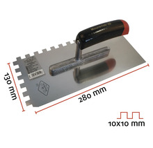 Hache de plâtrier avec lame dentée, 280 x 130 millimètres, denture 10 x 10 millimètres