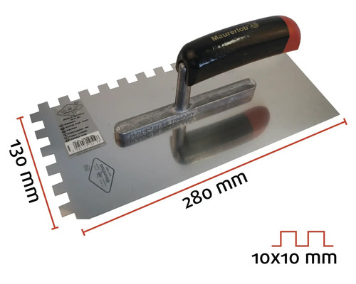 Hache de plâtrier avec lame dentée, 280 x 130 millimètres, denture 10 x 10 millimètres