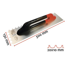 Maurerlob Traufel, 500 x 130 Millimeter, Zahnung 20 x 10 Millimeter