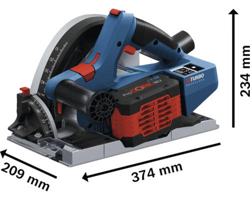 Scie circulaire sans fil avec indications de dimensions