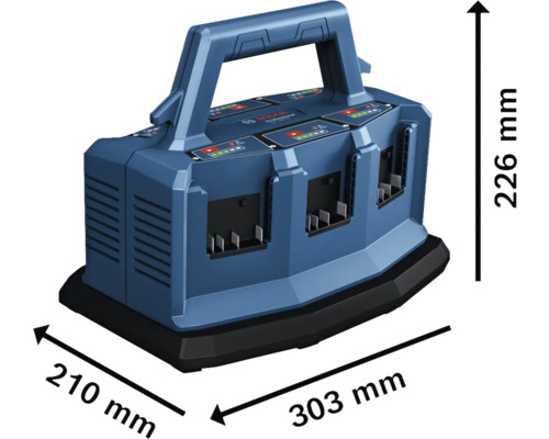 Bosch Professional Akku Ladegerät mit den Massen 303 x 210 x 226 Millimeter