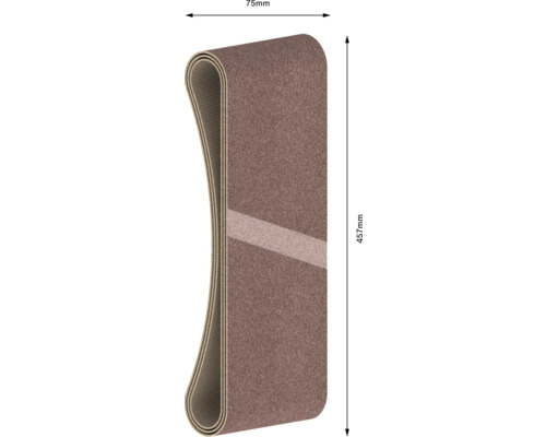 Schleifband mit den Maßen 75 mm mal 457 mm