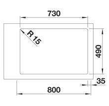 Schéma technique d'un évier avec dimensions.