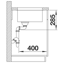 Dessin technique d'un meuble sous-évier avec dimensions
