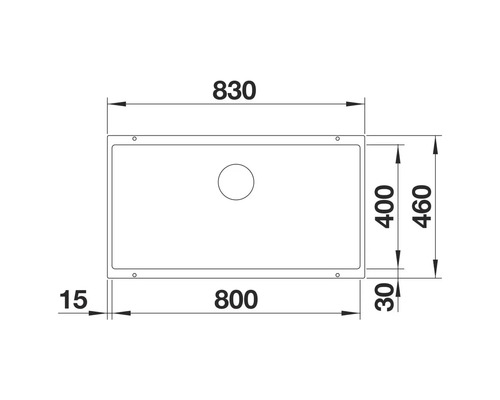 Technische Zeichnung einer Küchenspüle mit Maßangaben.