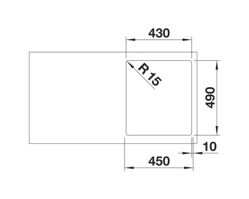Dessin d'un évier avec dimensions