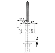 Schéma technique d'un robinet de cuisine avec dimensions