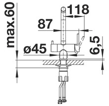 Schéma technique d'un robinet avec dimensions