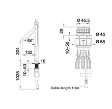Dessin technique d'un robinet avec dimensions