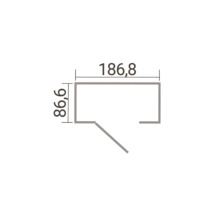 Plan technique avec les dimensions 186,8 par 86,6 et une ouverture de porte.