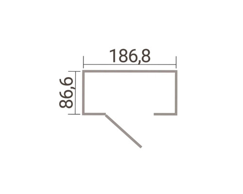 Plan de sol avec les dimensions 186,8 par 86,6.