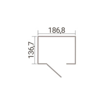 Croquis avec dimensions : largeur 186,8 et profondeur 136,7.