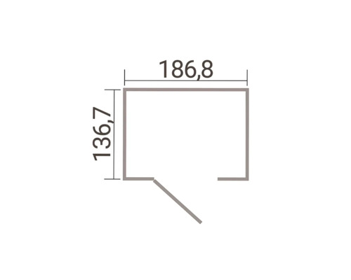 Croquis avec dimensions : largeur 186,8 et profondeur 136,7.